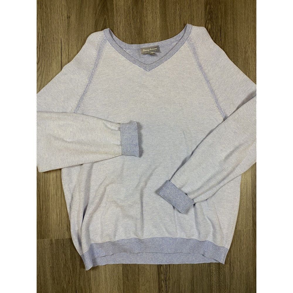 Tommy Bahama V Neck Sweater Mens XL Reversible Blue Pullover 100% Pima‎ Cotton